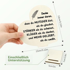 Graduation Gifts Motivational Gifts First Day of School Gift Abi 2024 Gift Bachelor Graduation Gift Heart Table Decoration Made of Wood Passed Exam Gift Courage Gift