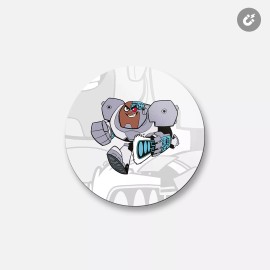 Unbranded Teen Titans Cartoon Cyborg | 4'' X 4'' Round Decorative Magnet