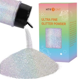 HTVRONT Purpurina holográfica extrafina, 50 g/1.76 oz de purpurina plateada para resina, polvo portátil ultra fino de 0.008 pulgadas para uñas, fabricación de velas, manualidades, purpurina plateada fina