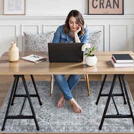 Anidaroel 36"x48" Office Chair Mat for Hardwood Floor, Floor Mat for Office Chair, Computer Chair Mat, Under Desk Rug for Rolling Chair, Low Pile Carpet Protector Mat, Gray