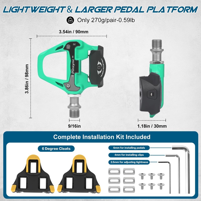 Pinsync Road Bike Pedals Compatible with SPD-SL Cleats, Ultra-light 130g