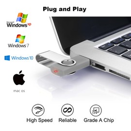 16GB USB Flash Drive, Cardfuss 10 Pack USB2.0 Memory Stick Swivel Thumb Drives USB Stick Jump Drive Pen Drive Data Storage with Led Indicator (Multi-Color with Lanyards)