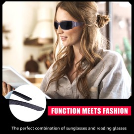 IGnaef 3.5x Bifocal Reading Sunglasses for Women, Wrap Readers Sunglasses Rhinestone Decor UV400 Protection IF8166