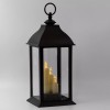 Banberry Designs Decorative Three Candle Black Lanterns Lighted LED -