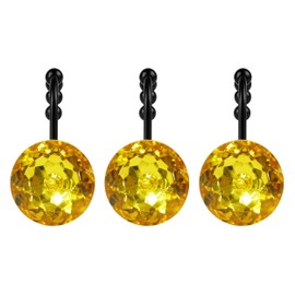 Sunlit Sunlit Luxury Design Round Yellow Diamond Crystal Gem Bling with Glide Balls Shower Curtain Hooks, Rust Proof Metal Rhinestones Glam Shower Curtain Rings with Black Hooks, Set of 12