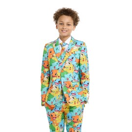 Opposuits Teen Boys Pokémon Suit - Pikachu Outfit - Including Blazer, Pants and Tie - Multicolor