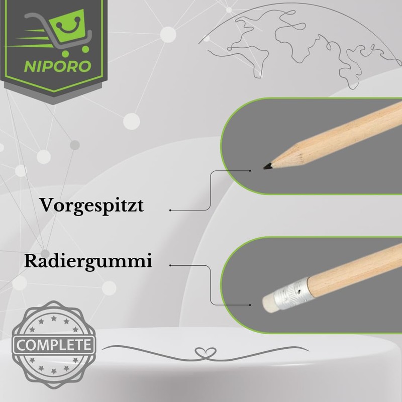 NIPORO 200 Mini Pencils Short Half Pencils with Eraser Golf