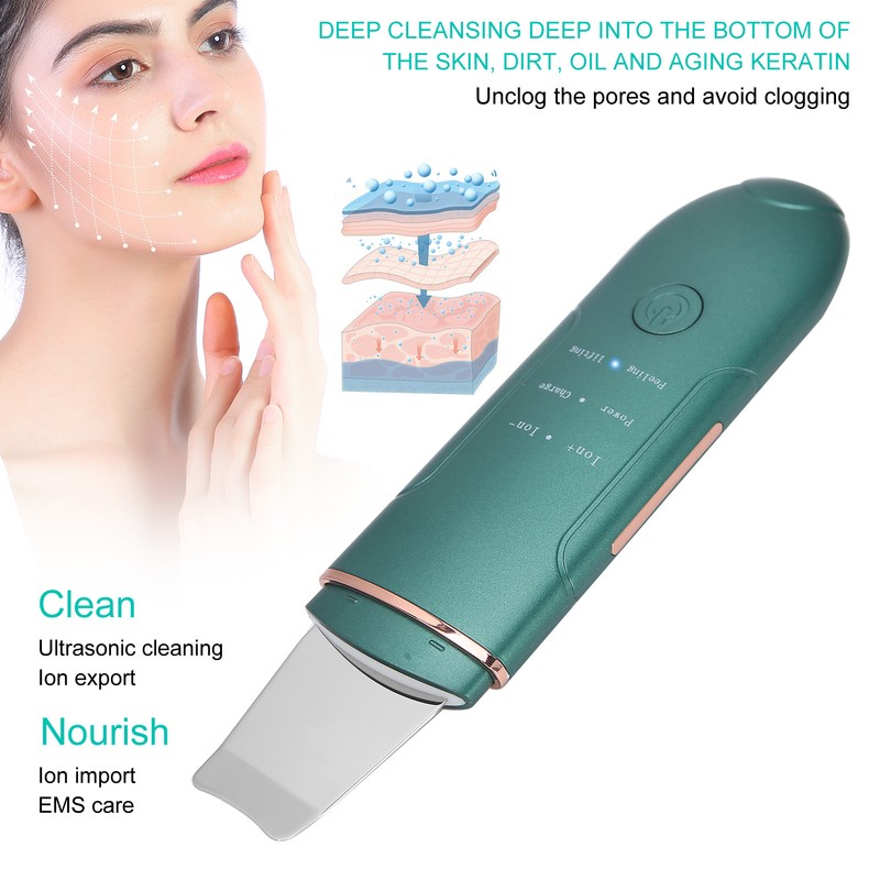 EMS Ultrasonic Skin Scrubber Blackhead Pimple Removal Lifting Ion Pore