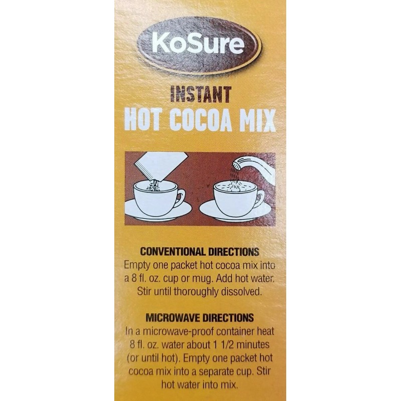 KoSure Instant Hot Cocoa Dairy Chocolate Mix, Kosher, 10 Packets