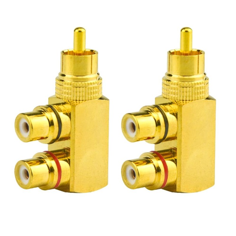 WMYCONGCONG 2 PCS RCA Splitter Adapter RCA Male to 2