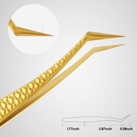 FEITA Pinzas Para Extensiones De Pestañas Con Agarre De Diamante, Pinzas De Precisión Para Pestañas, Acero Japonés, Herramientas De Aplicación De Pestañas Postizas, Dorado, 2 Uds.