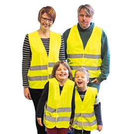 Family Set Car Safety Vests Yellow 2 x for Adults One Size EN ISO 20471 2 x for Children XS S EN 1150 Washable