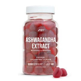 Ashwagandha Gummies 6000mg - 60 Gummies (V) - High Strength Ashwagandha Root Extract Supplement - Natural Strawberry Flavour - Not Ashwagandha Capsules or Tablets - by Alpha01