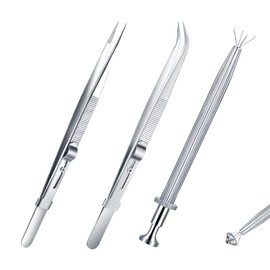 Set of 3 Piercing Pliers for Balls, Piercing Pliers, Precision Tweezers for Balls, Stainless Steel Piercing Ball Pliers, Piercing Tool for Changing Jewellery, Beads and Watches, Piercing Ball Screw