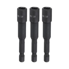 sourcing map 3Pcs Magnetic Nut Driver 1/4" x 1/4" Quick Change Hex Shank Magnetic SAE Nut Driver CRV Steel for Impact Drive Nuts Bolts Driver Bit Set for Drill