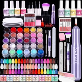 SAVILAND Dip Powder Nail Kit with Drill - Starter Set 30 Colors Summer Spring Keratin Dip Nails Powder with Dipping Powder Liquid Set Activator Base Top Coat Cuticle Oil for DIY Manicure Nail Art