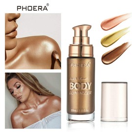 AquaPurity PHOERA Body Luminizer Silky Dewy Makeup Cream Face Body Shimmer Just Glow Make Up Liquid Brighten 30ml, Concealer Makeup (103 Glistening Bronze)