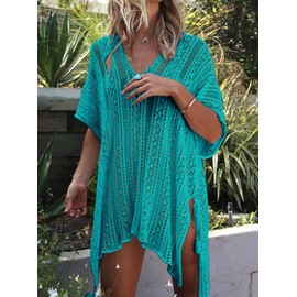 Jeasona Women’s Bathing Suit Cover Up Beach Bikini Swimsuit Swimwear Crochet Dress (Green, M)
