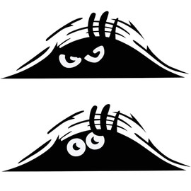 3D Funny Peeking Monster Cartoon Car Sticker, Peeking Monster Scary Eyes Car Sticker Peeking Elf Car Sticker Waterproof Car Sticker Smile and Anger Car Sticker Black 2 Pieces