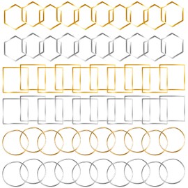 FANMAOUS Earrings Beading Hoop for Jewelry Making, Earrings Findings Hoops Earring Charms Open Bezel Pendant Frame for DIY Craft,Earring Necklace,Crafts Supplies (60 pcs (Round/Square/Hexagon))