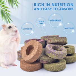 Bissap 16PCS Rabbit Chew Toys, 100% Natural Mixed Timothy Hay Cakes Chinchillas Chew Toys and Treat for Bunny Hamster Guinea Pig Gerbil and Other Small Animals Teeth Care