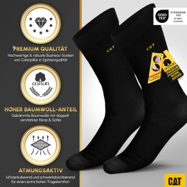 Caterpillar Cat Premium Business Socks Fine Women's & Men's Socks Size 35-50 10 Pairs, 10 Pairs Black