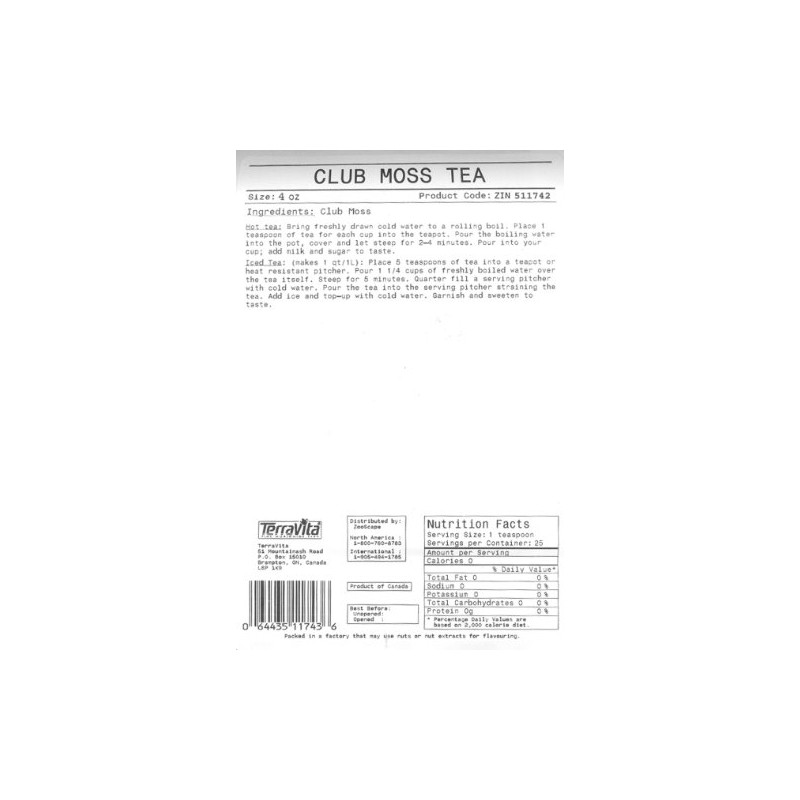 Club Moss Tea (Lycopodium Clavatum) (Loose) (4 oz, ZIN: 511742)