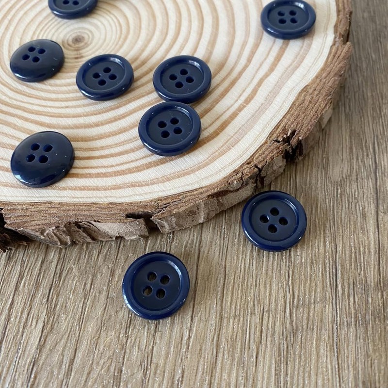 Pack of 12 Dark Blue Sew on 15mm Round Buttons