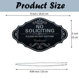 No Soliciting Sign - Family & Neighbors Welcome, 8 x 5 Inch Thick Acrylic Self-Adhesive Funny Sign for Home, Office, Store Wall Decor