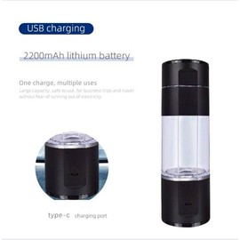 Alkadrops Hydrogen-Rich Water Bottle Generator Max Concentration Molecular Up to 5000PPB Portable hydrogen water Maker Machine | PEM Membrane & SPE Technology Ionizer Type-C Recharge new (Black)
