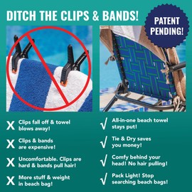 Arkwright Tie-and-Dry Beach Towel, 12-Pack, Clip-Free Pool Chair Cover with Rope Ties Holder for Outdoor Patio Chaise Lounge, 420GSM Cabana Stripe, Oversized 30 x 70 in, White Pepper Beige