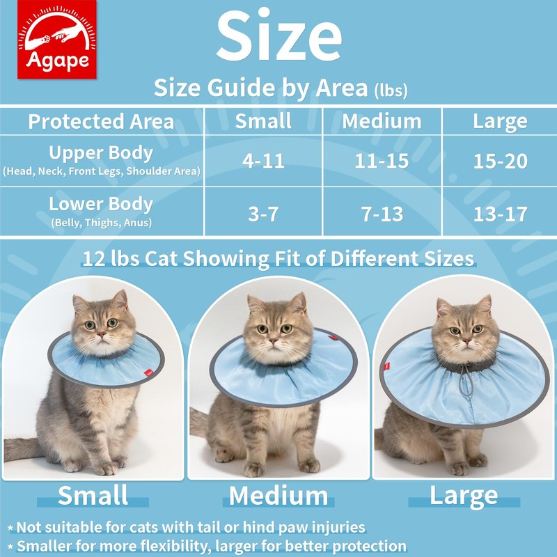 Agape Comfortable Cat Cone - Lightweight Soft Recovery Collar for