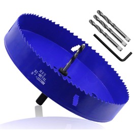 Seimneire 8 Inch Hole Saw with Heavy Duty Arbor, 1.2 Inch Cutting Depth HSS Bi-Metal Hole Drilling Cutter for Smoothly Cutting in Wood Cornhole Boards Plastic Drywall & Thin Metal