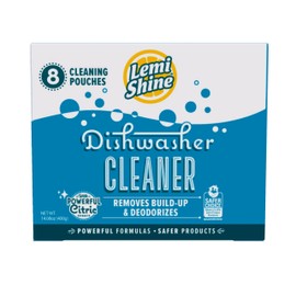 Lemi Shine Natural Dishwasher Cleaner - Hard Water Citric Acid Cleaning Powder - Lemon Scented Eco-Friendly Dishwasher Cleaner & Deodorizer - 14.08 oz (8 Pack)