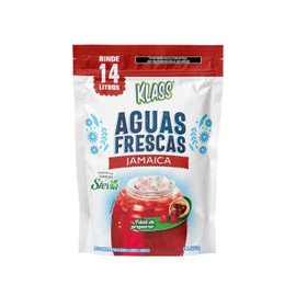 Klass Aguas Frescas Sabor Jamaica Rinde 14 L - Sin Azúcar - Endulzado Con Stevia, Contiene cuchara medidora - Contenido Neto 220g