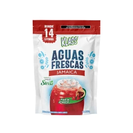 Klass Aguas Frescas Sabor Jamaica Rinde 14 L - Sin Azúcar - Endulzado Con Stevia, Contiene cuchara medidora - Contenido Neto 220g