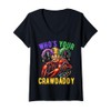 Womens Who's Your Crawdaddy Crawfish Beads Mardi Gras Carnival V-Neck