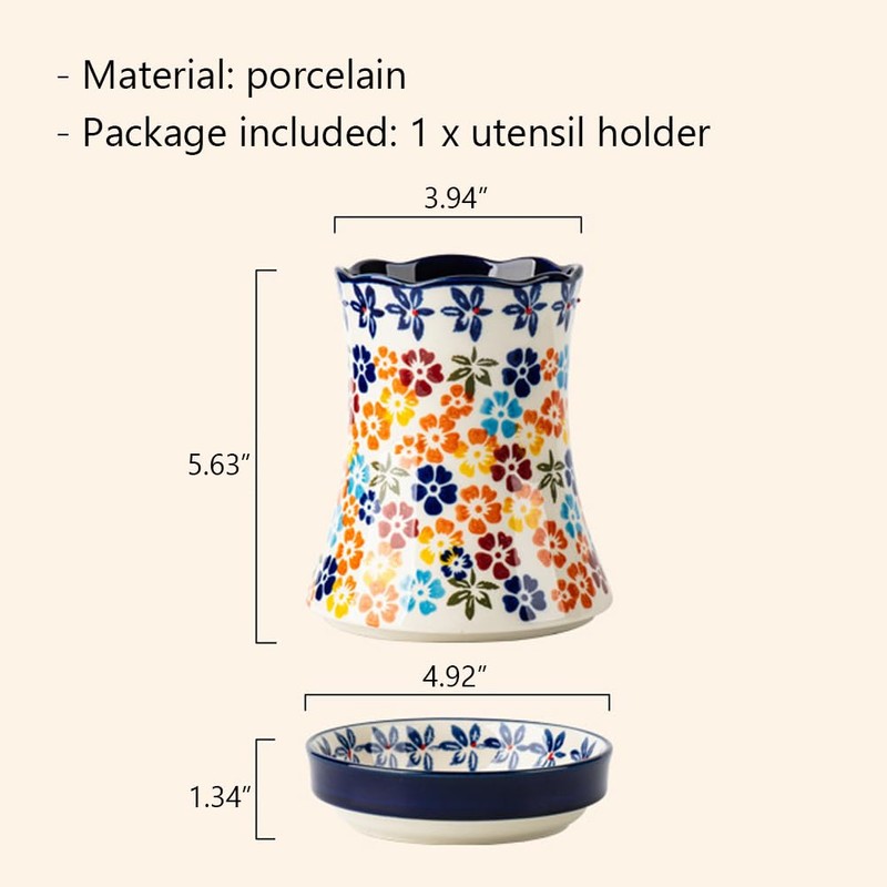 WAYUTO Ceramic Kitchen Utensil Holder Multi-Functional Large Capacity Utensil Storage