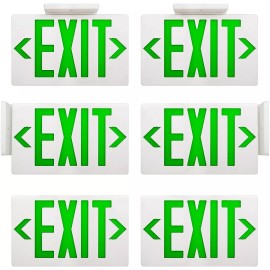 JW LIGHTING 6 PACK GREEN LED Emergency Exit Light Sign - Battery Backup UL924 Fire (GREEN)