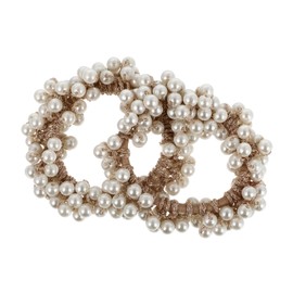 Outanaya 2Pcs Pearl Crochet Hair Ties Handmade Decorative Hair Scrunchies for Girls