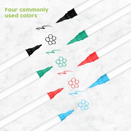 huesamhi Dual Tip Wet Erase Markers, Low Odor & Easy Clean, 4 Color 12 Pcs for Whiteboards, Glass, Home Office – Ideal for Teachers, Students, Creatives