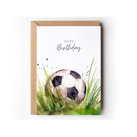 Paperlane by Essi Football Birthday Card for Children, Cool Kicker Greeting Card DIN A6 for Boys, Happy Birthday Card for Football Fans Watercolour Children's Birthday (1 Folding Card with Envelope)