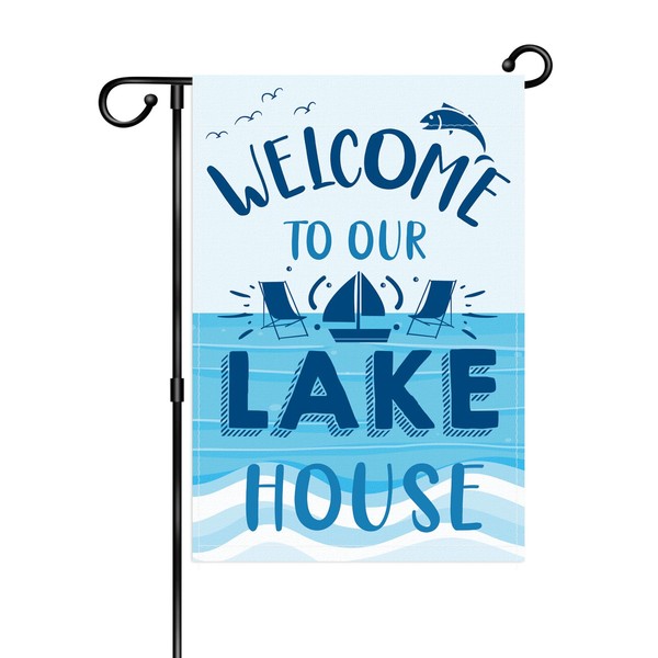 WHPCT Lake House Welcome Flag, Double Sided 12'' x 18''