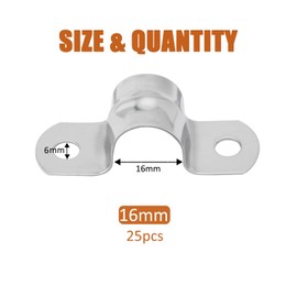 ISPINNER 25pcs M16 Stainless Steel Rigid Pipe Strap for 5/8 Inch Hose OD, 2 Holes Cable U Bracket Clamp Hanger Tube Strap Tension Clips