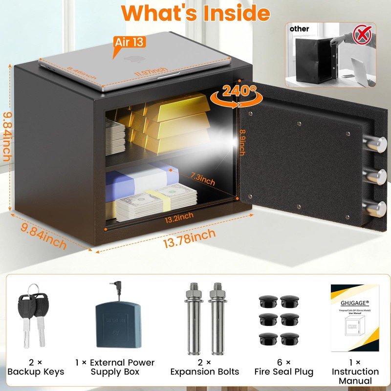 Small Fireproof Safe Box | 1800℉ 35-Min Real Test Fire