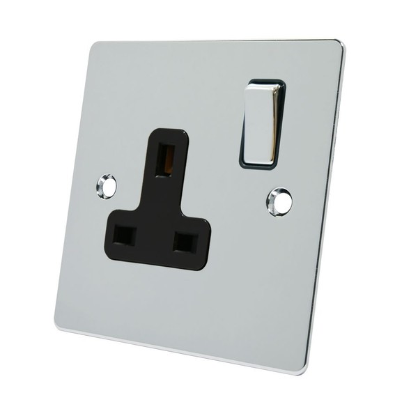 Alliance Electrical FPC1GSOCBC Polished Chrome Flat Black Insert Metal Rocker