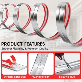 Mavionor Wall Corner Protector Peel and Stick Wall Molding Trim Flexible Self Adhesive Inside Outside Corner Guards Molding Trim for Edge Corner Ceiling, 1.6 in x 30 Ft, Silver