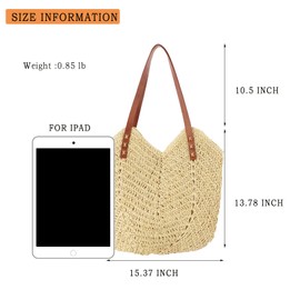 Fozehlad Straw Beach Tote Bag for Women Rattan Wicker Clutch Raffia Bag Summer Woven Hobo Shoulder Handbag