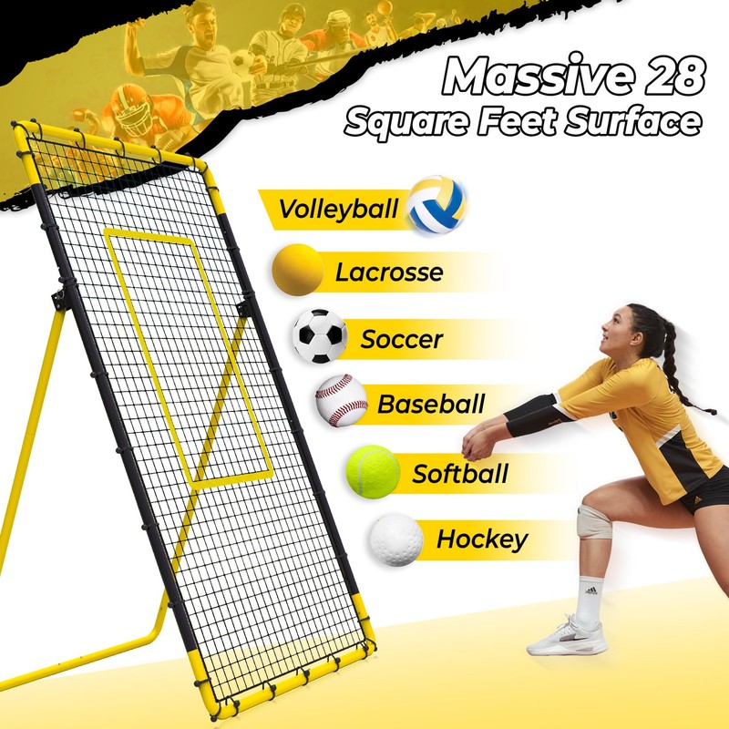 Happy Jump 7x4 FT Portable Volleyball Rebounder Net, 5 Adjustable
