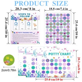 Potty Training Sticker Chart Potty Training Chart,10 Pcs Potty Training Sticker Chart Potty Reward Sticker Chart Toilet Sticker for Kids, (Mermaid)